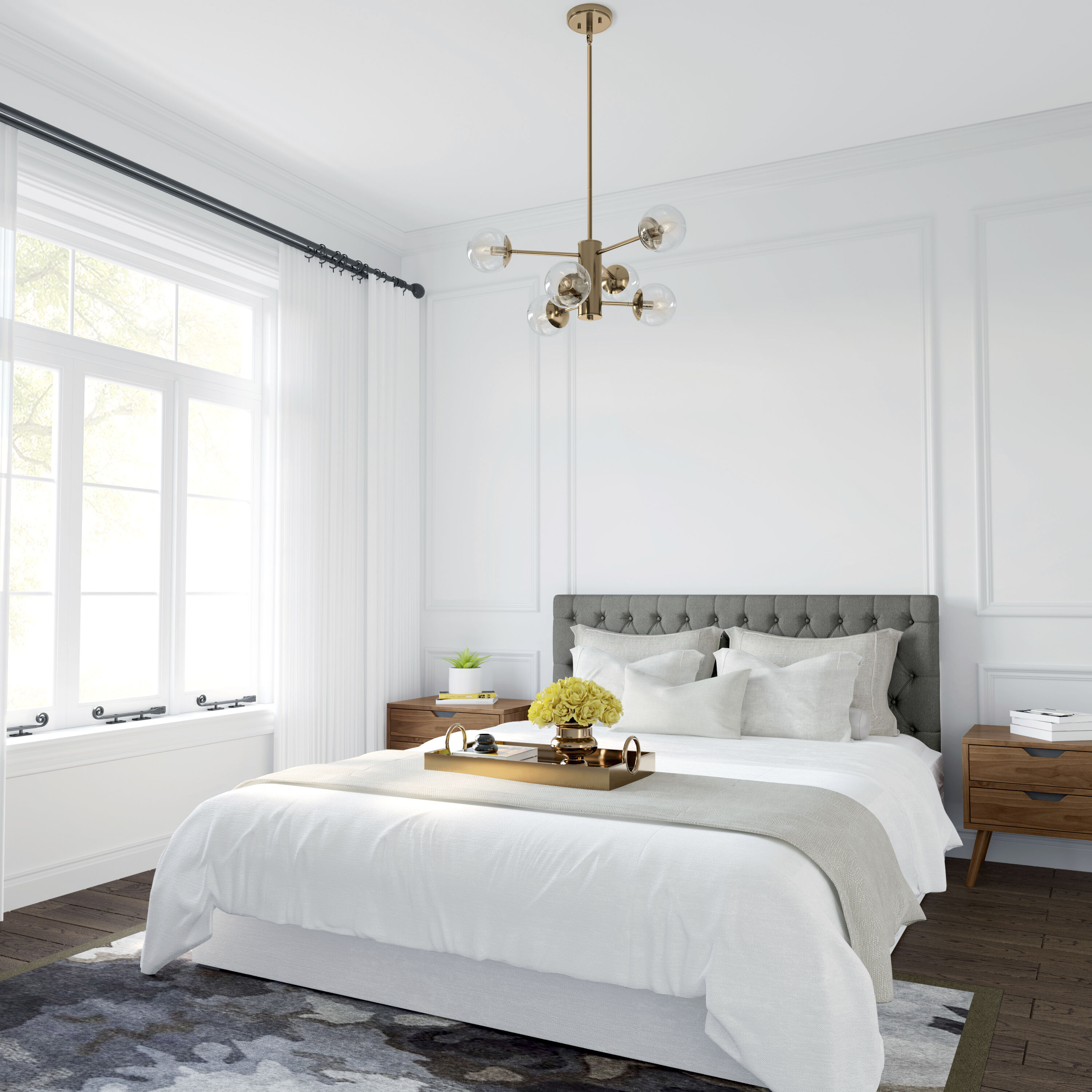 Avell 6 Light 28 inch Modern Gold Pendant Ceiling Light